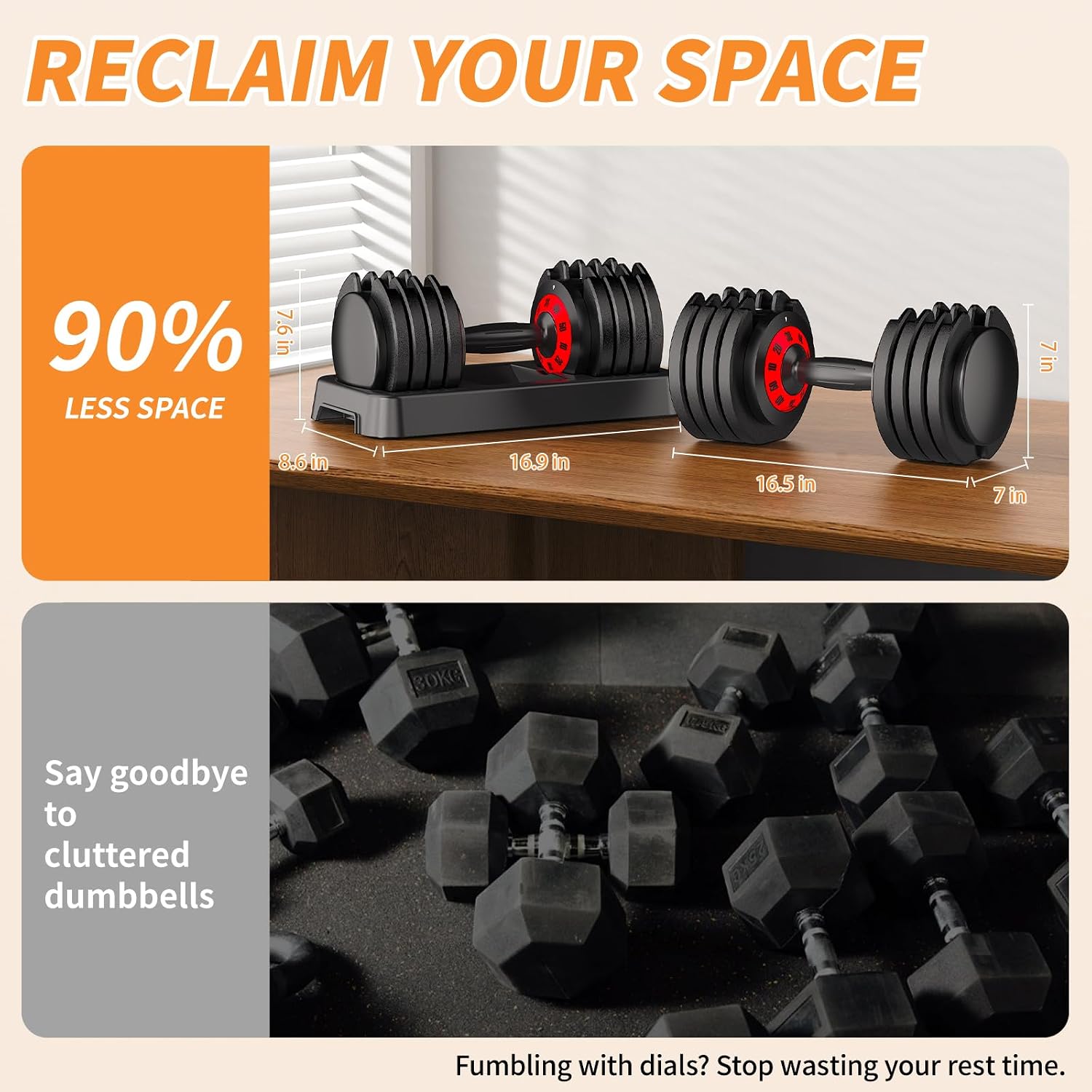 Adjustable Dumbbell Set of 2, 50LBS/100LBS Weights Dumbbell Set with Storage Box, 25lbs/50lbs Pair Adjustable Weights with Anti-slip Silicone Grip, 5-in-1/10-in-1 Quick-Lock Hand Weight Set For Home Gym Suit both Men and Women - Image 4
