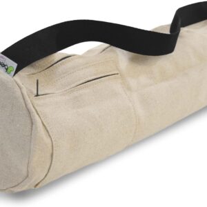 Natural Hemp Fabric Yoga Mat Bag with Shoulder Strap – Lightweight and Durable Gym Bag to Carry the Extra Large Mat Sizes – Ideal for Yoga, Pilates & Fitness Equipment – Made in USA, 8″ X 32″