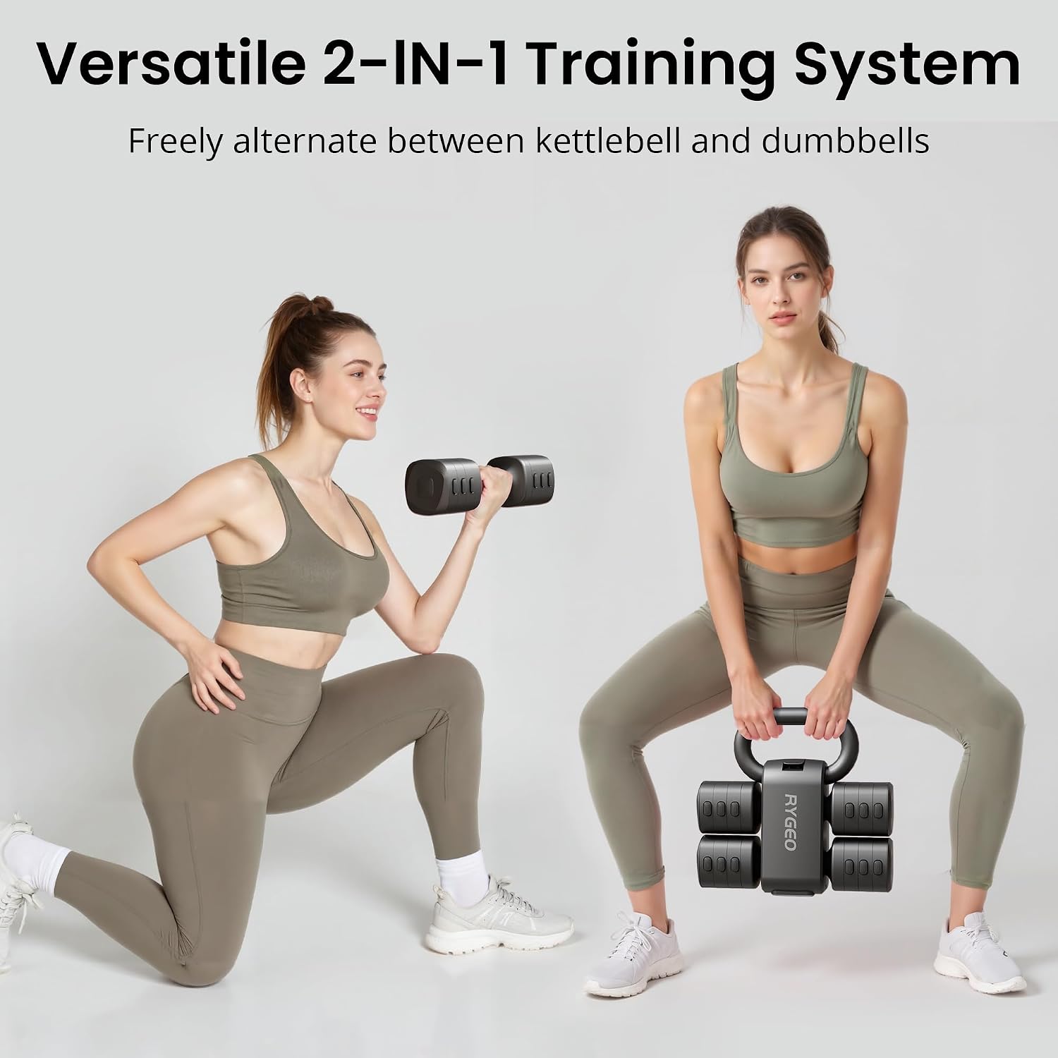 2-in-1 Adjustable Dumbbell Set for Women - 4 Levels (2.2lbs to 12.1lbs) - Home Gym Weights for Women at Home - Fitness Dumbbells - Image 3