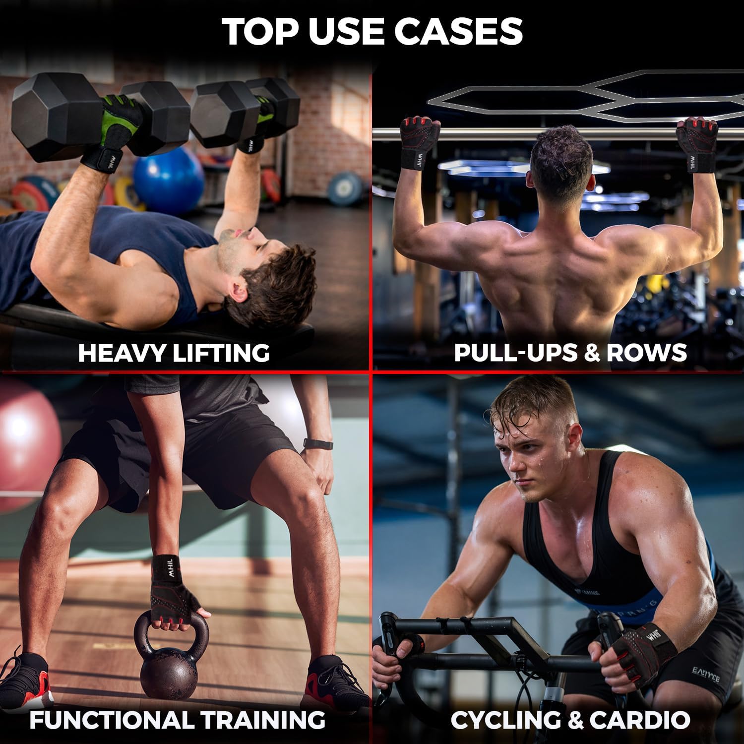 MhIL Workout Gloves for Men โ Comfortable Gym Gloves for Men with Enhanced Grip for Safety and Hand Protection โ Weight Lifting Protection with Wrist Wraps Support for Performance Boost and Style - Image 7