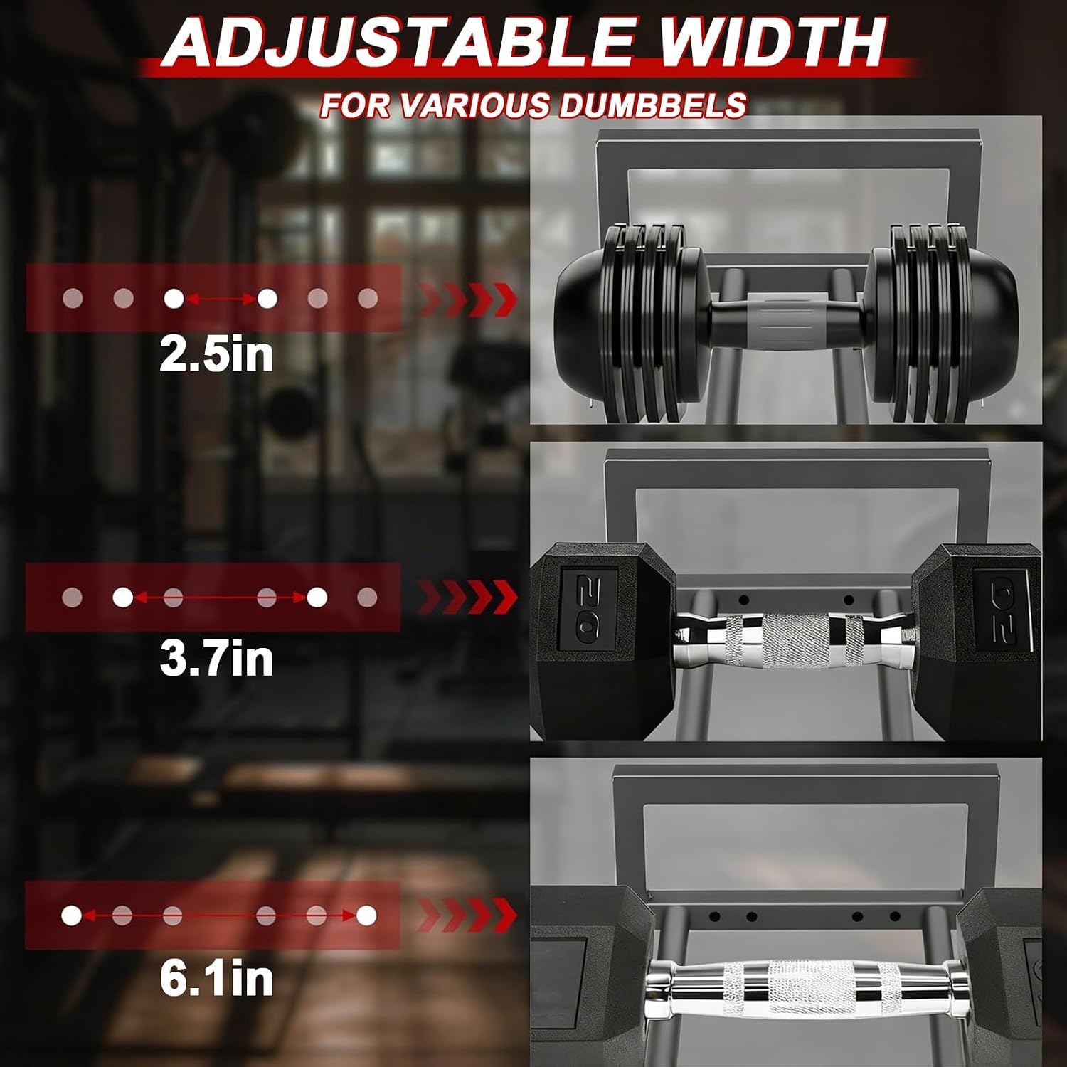 3-Tier Adjustable Dumbbell Rack, Heavy-Duty Weight Rack for Home Gym, Space-Saving Weight Storage Rack for Dumbbells, Kettlebells, Barbells & Plates (Rack Only) - Image 3