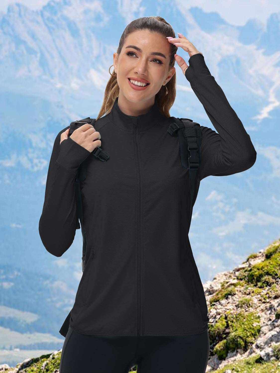 TACVASEN Women's Athletic Jackets Lightweight UV Protection Shirts Full Zip Workout Jacket UPF 50+ Long Sleeve Sun Shirt - Image 3