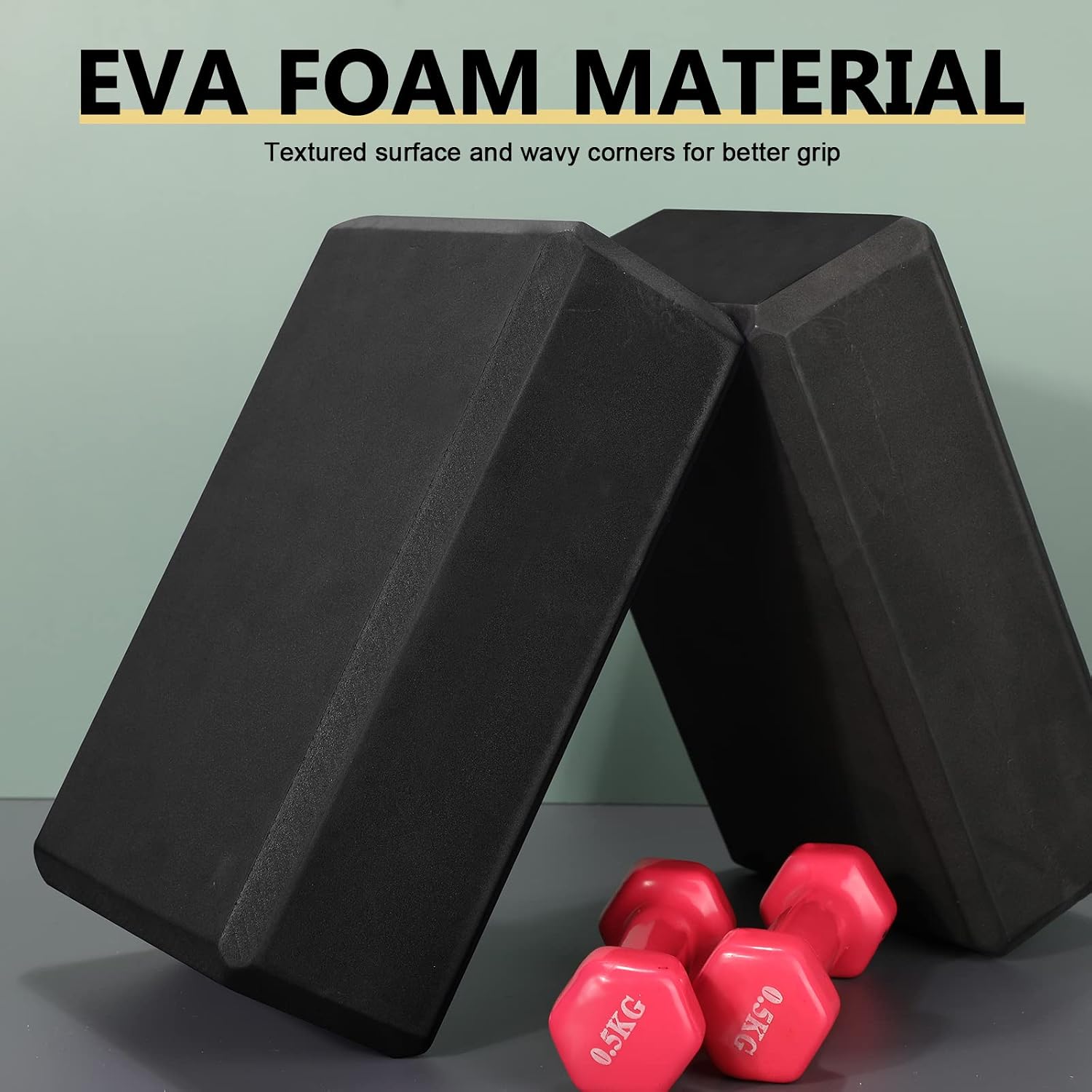 Lenwen 30 Pieces Black Yoga Blocks 9'' x 6'' x 3'' EVA Foam Non Slip High Density Dance for Stretching Pilates Meditation Accessories - Image 5