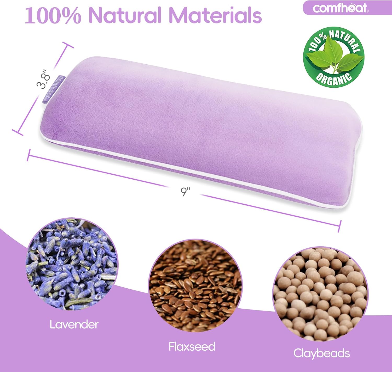 Lavender Weighted Eye Pillow for Yoga, Relaxation | Microwavable Moist Heat Eye Compress Mask with Washable Cover for Meditation, Yoga, Spa, Sleeping, Migraine Relief (Purple) - Image 3