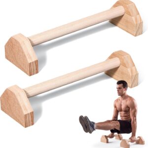 Silipull 2 Pcs Wooden Parallettes Bars Push up Stands 15.7/19.7 Inch Push up Bars Calisthenics Equipment Non Slip Base Solid Portable Exercise Home Workout Equipment for Strength Training