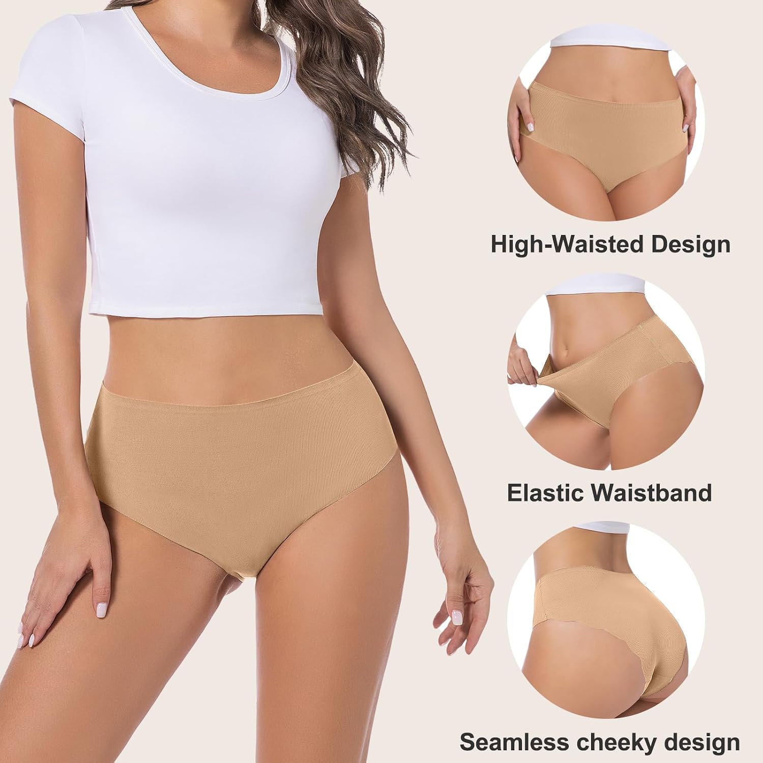 Camel Proof Seamless Underwear for Women 3 Packs No Show Invisible Cheeky Panty Liners Workout Gym Yoga Panties - Image 4