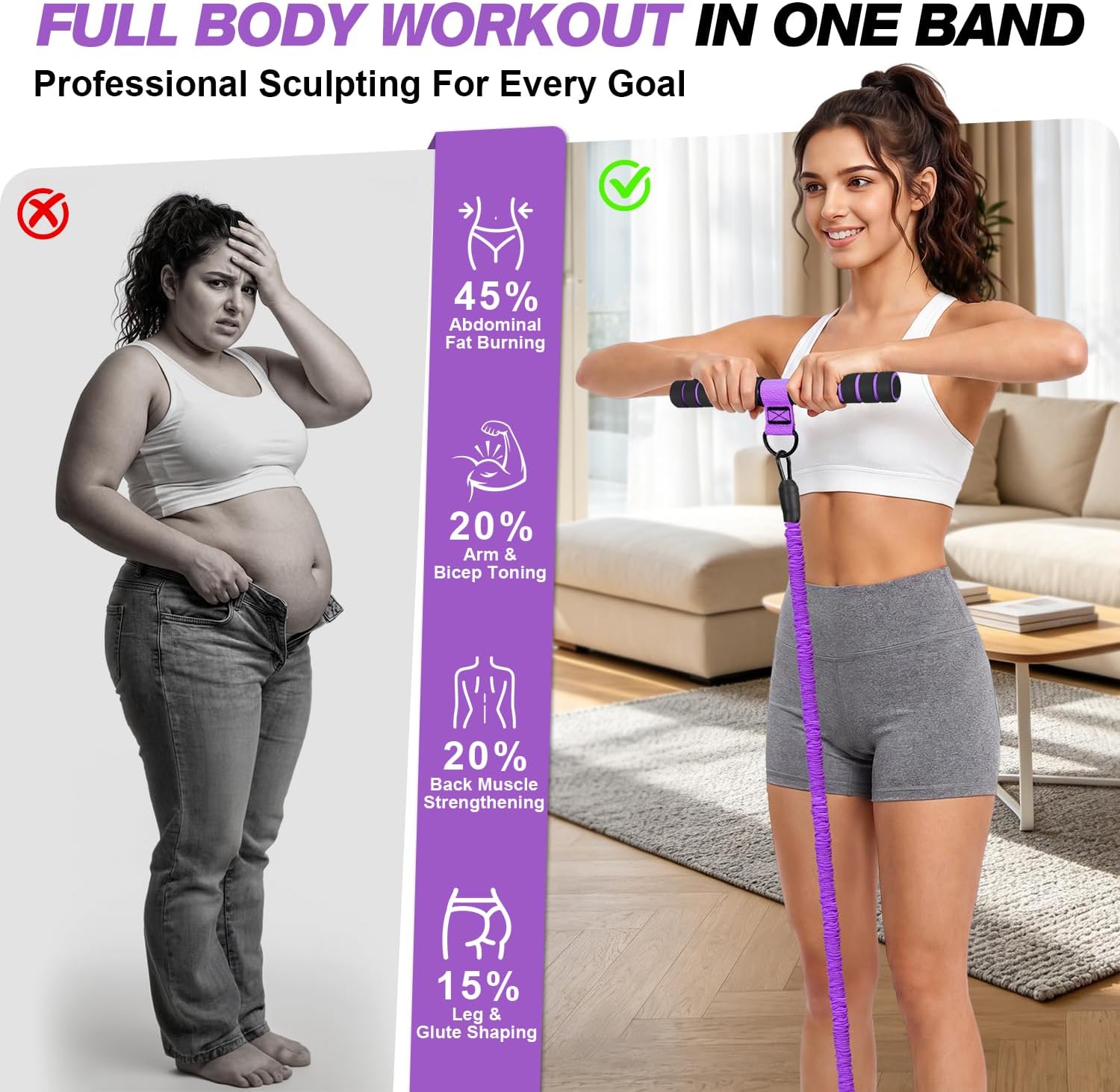 WOQQW Multifunction Pedal Resistance Band with Handle, Upgraded 3 Tube Adjustable Foot Resistance Bands for Core, Arm, Legs, Body Puller Trainer - Sit Up Exercise Equipment for Women Men - Image 3