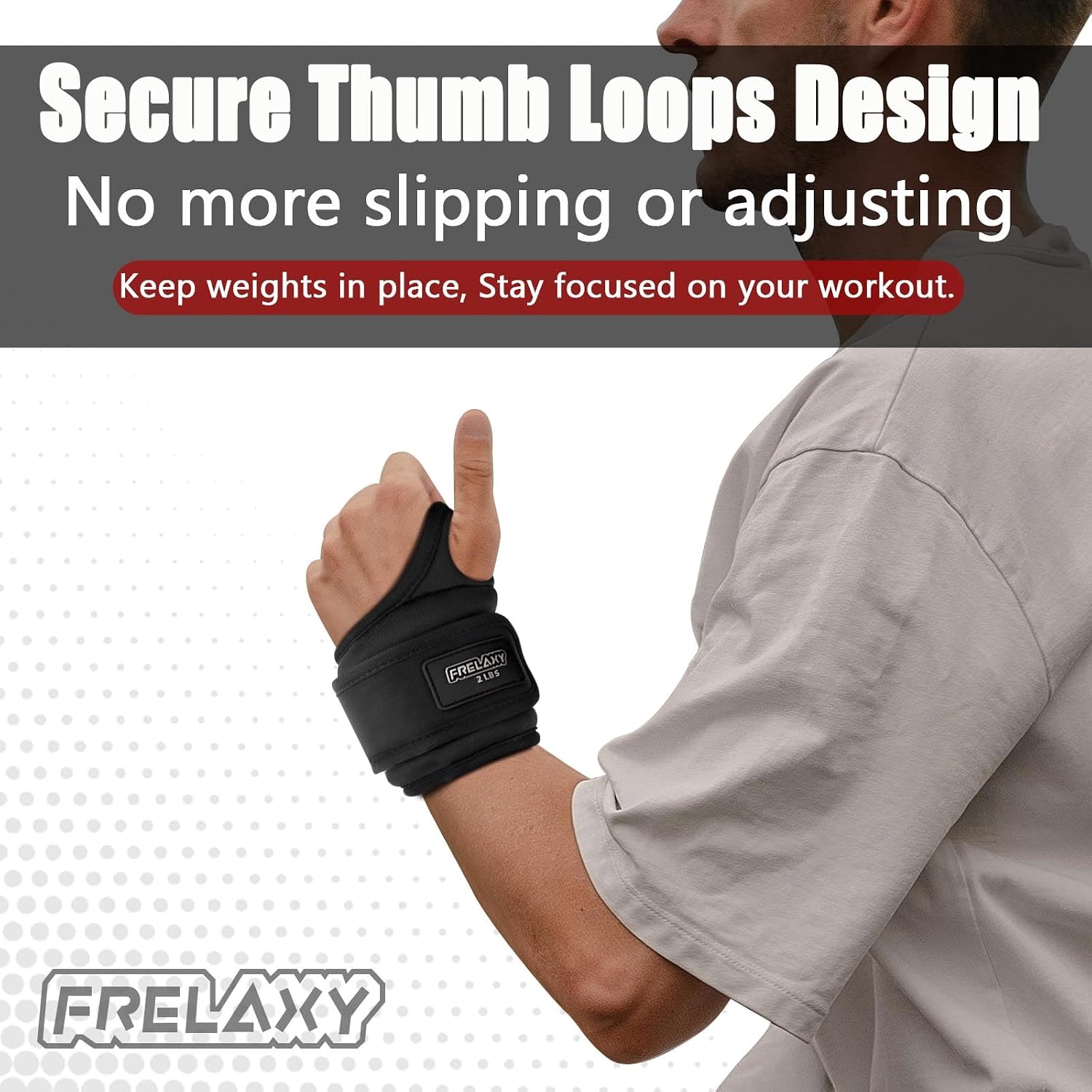 Frelaxy Wrist Weights with Thumb Loops Lock for Men Women 1lb*2 2lbs*2 3lbs*2 Ankle Weights Weighted Gloves for Running Strength Training Yoga Walking Exercises - Image 3