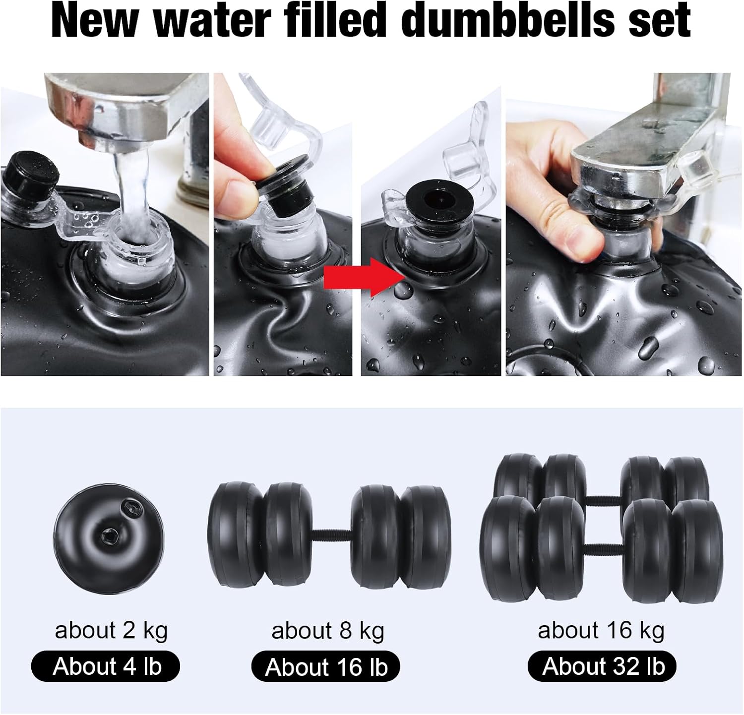 Water Filled Dumbbells Set - Water Filled Weights - Portable Travel Weights - Adjustable Dumbbells - Image 3