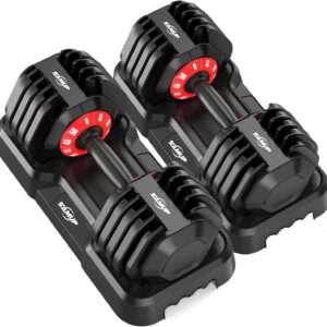 Adjustable Dumbbell Set of 2, 50LBS/100LBS Weights Dumbbell Set with Storage Box, 25lbs/50lbs Pair Adjustable Weights with Anti-slip Silicone Grip, 5-in-1/10-in-1 Quick-Lock Hand Weight Set For Home Gym Suit both Men and Women