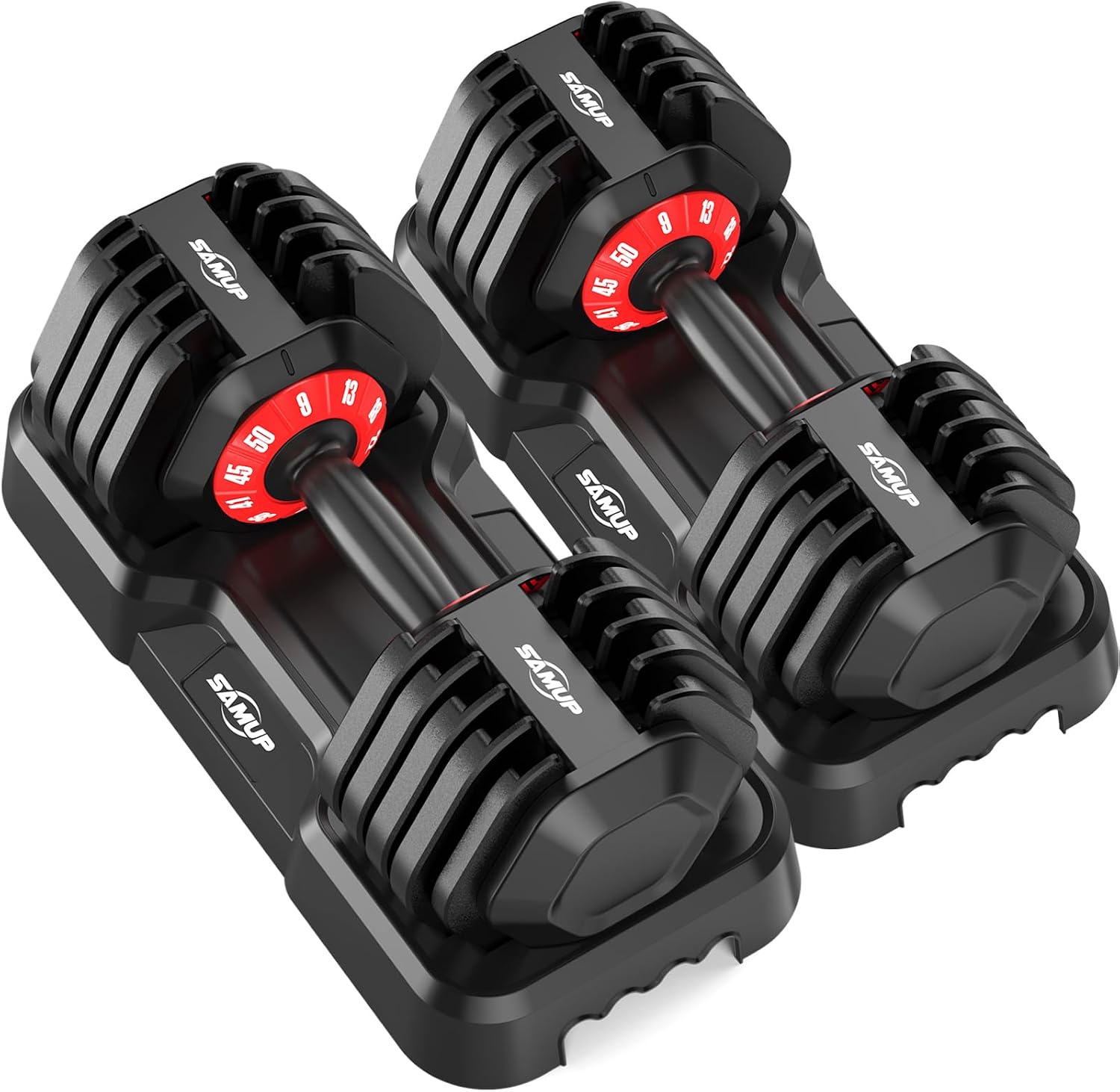 Adjustable Dumbbell Set of 2, 50LBS/100LBS Weights Dumbbell Set with Storage Box, 25lbs/50lbs Pair Adjustable Weights with Anti-slip Silicone Grip, 5-in-1/10-in-1 Quick-Lock Hand Weight Set For Home Gym Suit both Men and Women