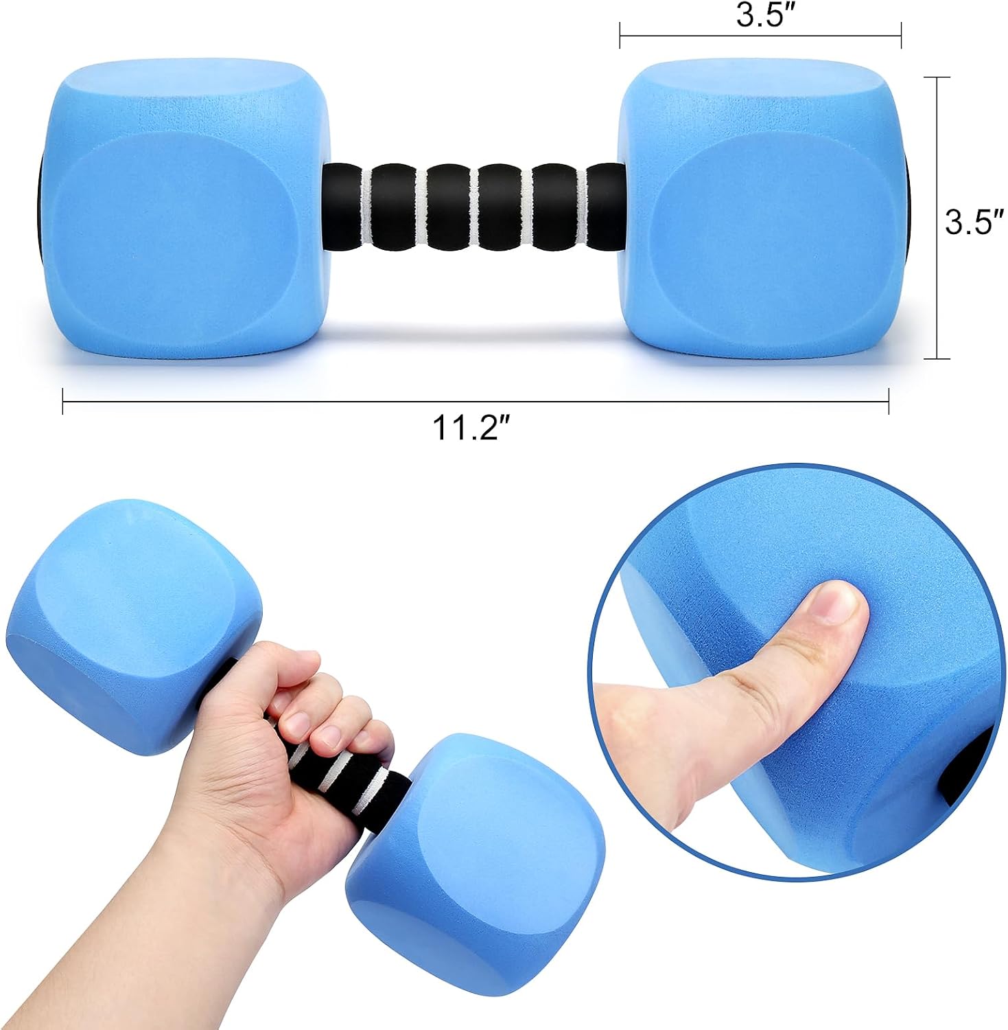 Water Dumbbells, 2Pack Aquatic Exercise Dumbbells, EVA Foam Barbells for Men Women Water Workouts - Image 2