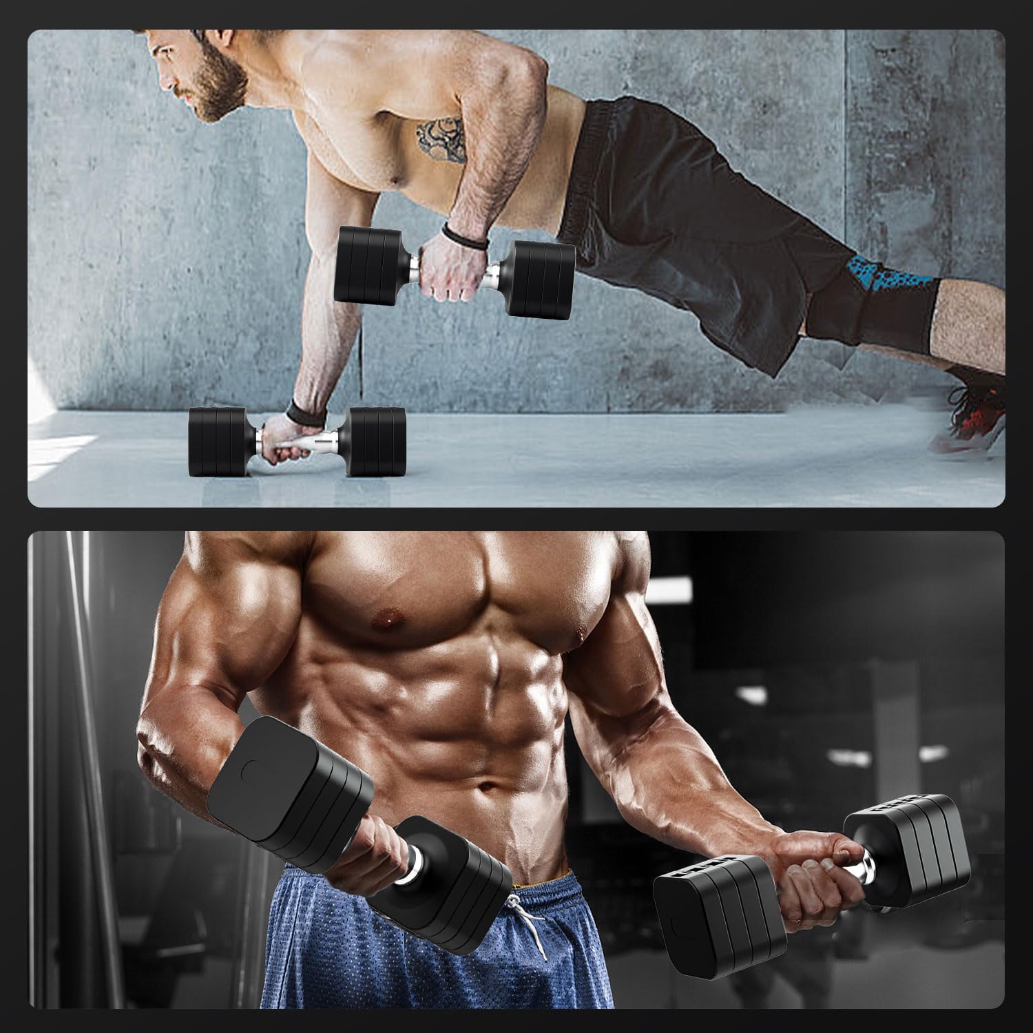 RUNWE 10lb Dumbbell Set of 2-4 in 1 Fast Adjustable Free Weight Set, Each 4lb 6lb 8lb 10lb for Women & Men Exercise Fitness for Home Gym, Also Can Be Used Push Up Bar - Image 6