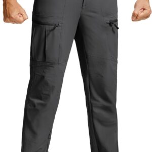 Men’s Hiking Pants Lightweight Waterproof Nylon Cargo Work Pants Quick Dry Stretch Travel Fishing Pants 6 Pockets
