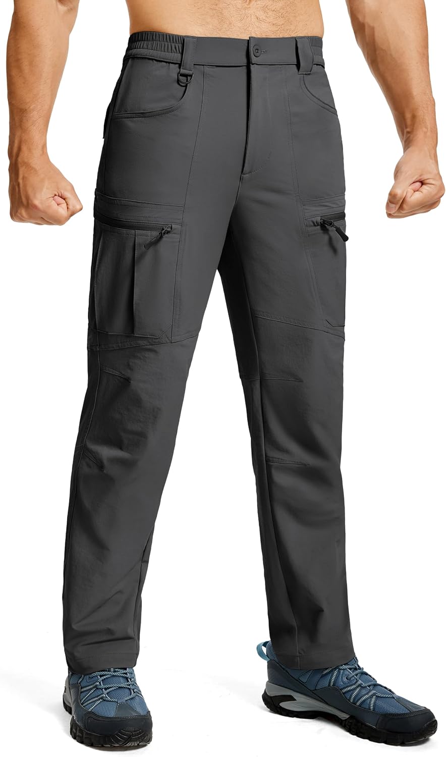 Men's Hiking Pants Lightweight Waterproof Nylon Cargo Work Pants Quick Dry Stretch Travel Fishing Pants 6 Pockets