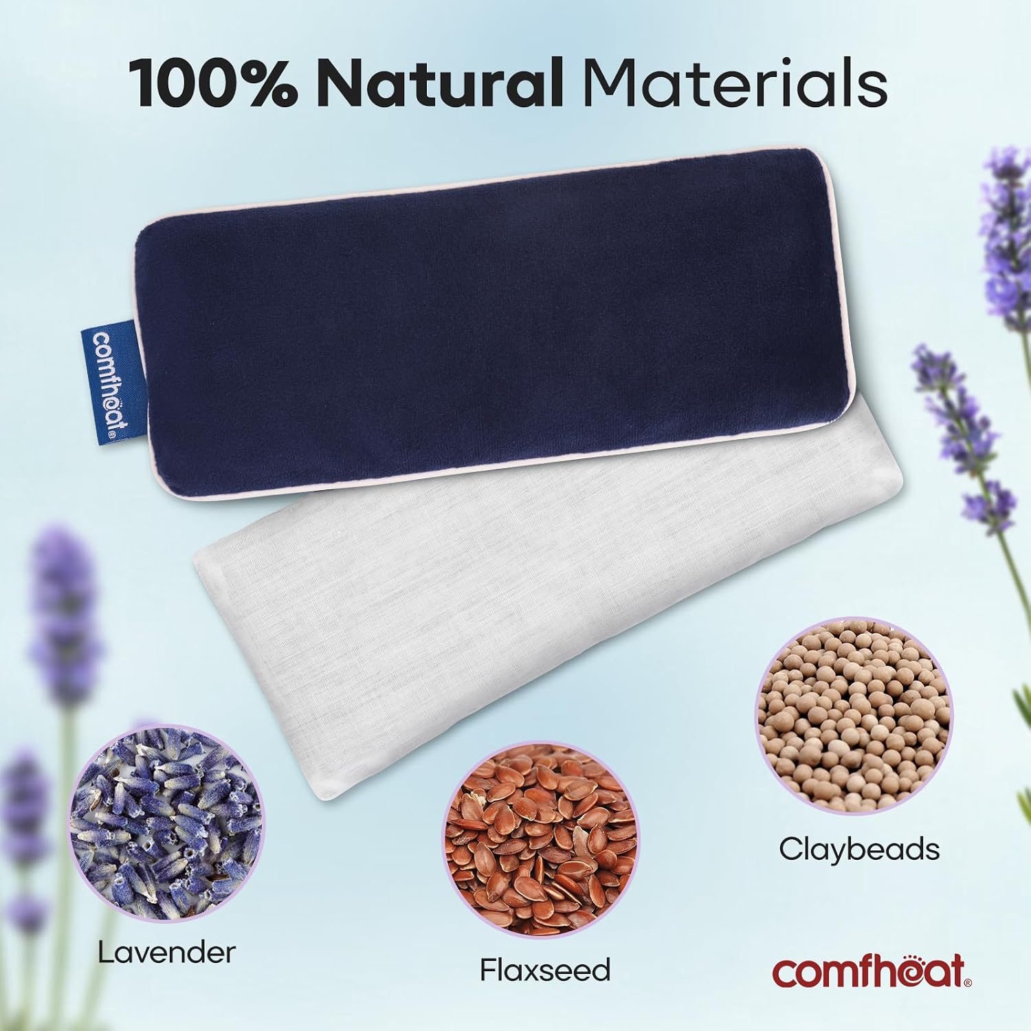Lavender Weighted Eye Pillow - Soft Plush Removable Cover | Moist Heat & Cold Therapy, Natural Aromatherapy Eye Compress Pillow for Relaxation, Yoga, Meditation, and Sleep, Navy Blue - Image 3