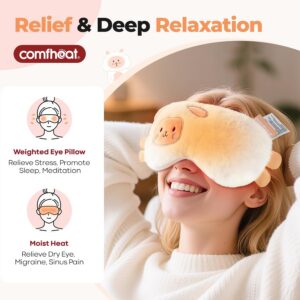 Lavender Weighted Eye Pillow for Yoga Relaxation | Microwavable Moist Heat Eye Compress Mask Pillow with Washable Cover for Meditation, Yoga, Spa, Sleeping, Migraine Relief