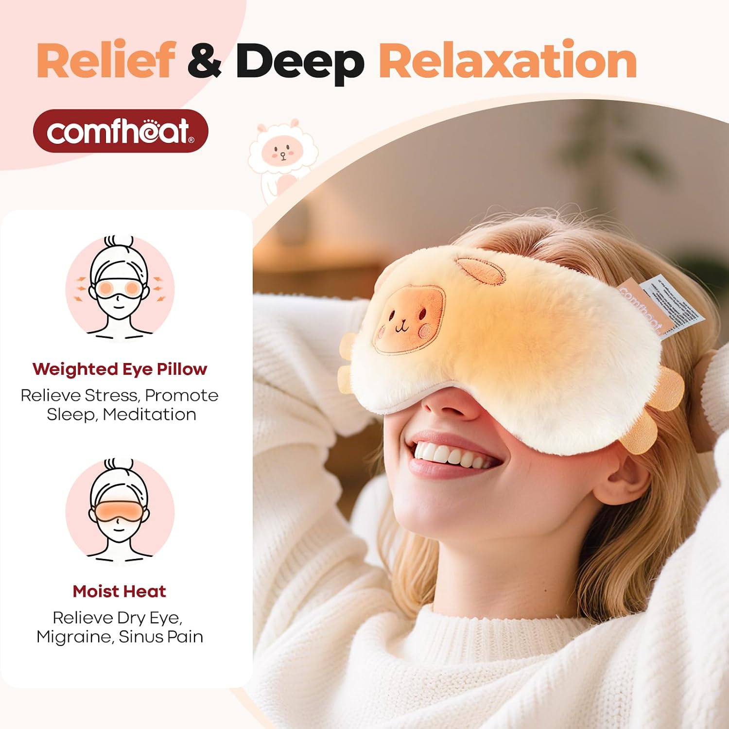 Lavender Weighted Eye Pillow for Yoga Relaxation | Microwavable Moist Heat Eye Compress Mask Pillow with Washable Cover for Meditation, Yoga, Spa, Sleeping, Migraine Relief - Image 2