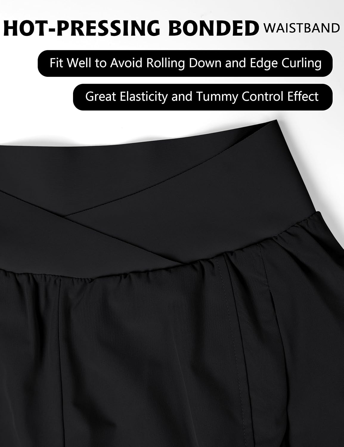 Blooming Jelly Women's Workout Shorts Athletic Running Shorts Crossover High Waisted Gym Shorts with Zipper Pockets - Image 5