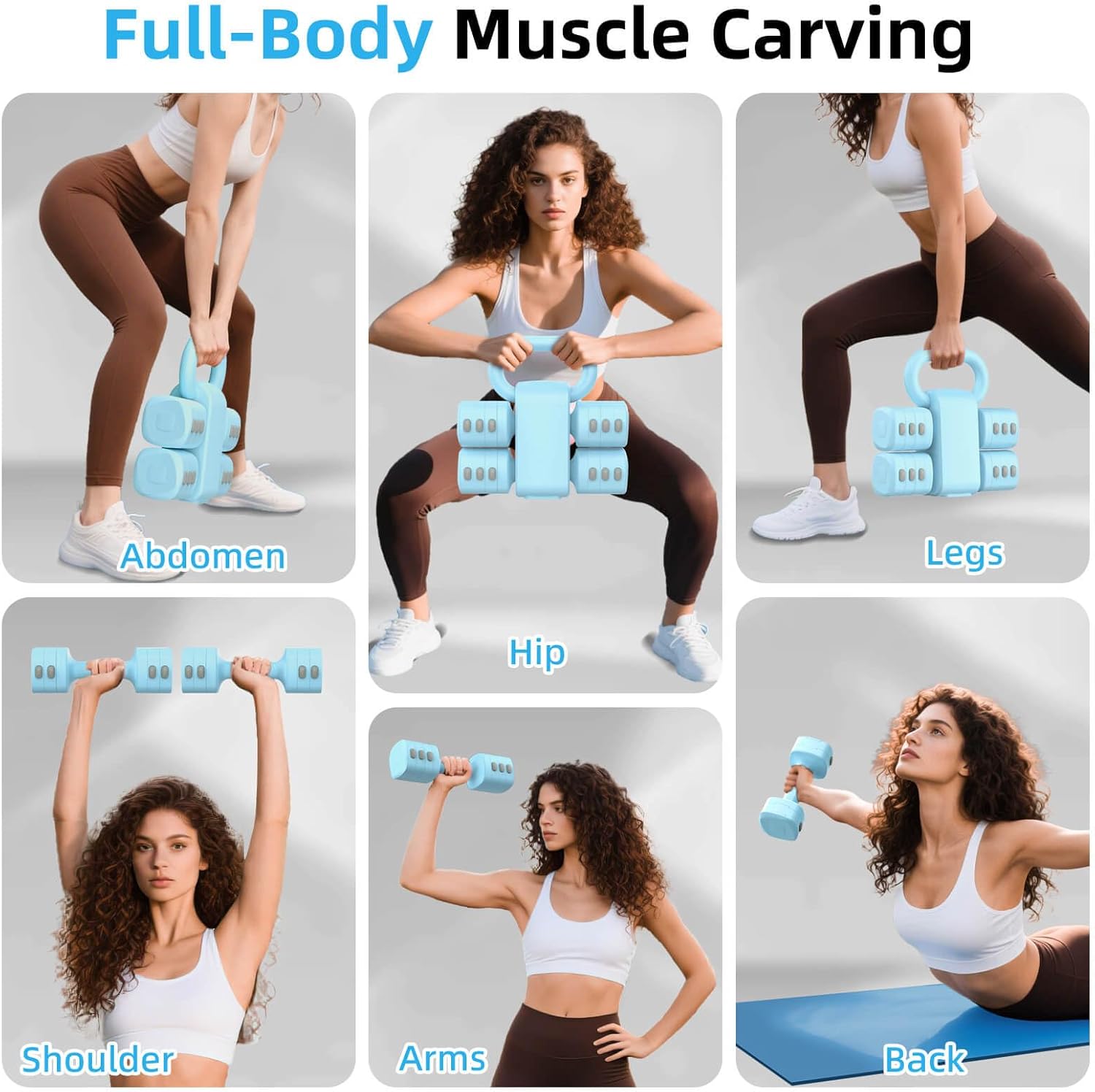 2-in-1 Adjustable Dumbbell Set, Upgraded 4 Levels Hand Weights for Women Men, Each 2.2/3.3/4.4/5.5lb, Convertible Weights Dumbbells and Kettlebell Set for Home Gym Exercise & Fitness - Image 6