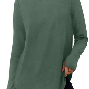NIASHOT Workout Tops for Women Crewneck Long Sleeve Shirts with Thumb Holes UPF 50+ Sun Shirts for Hiking Running Gym Clothes