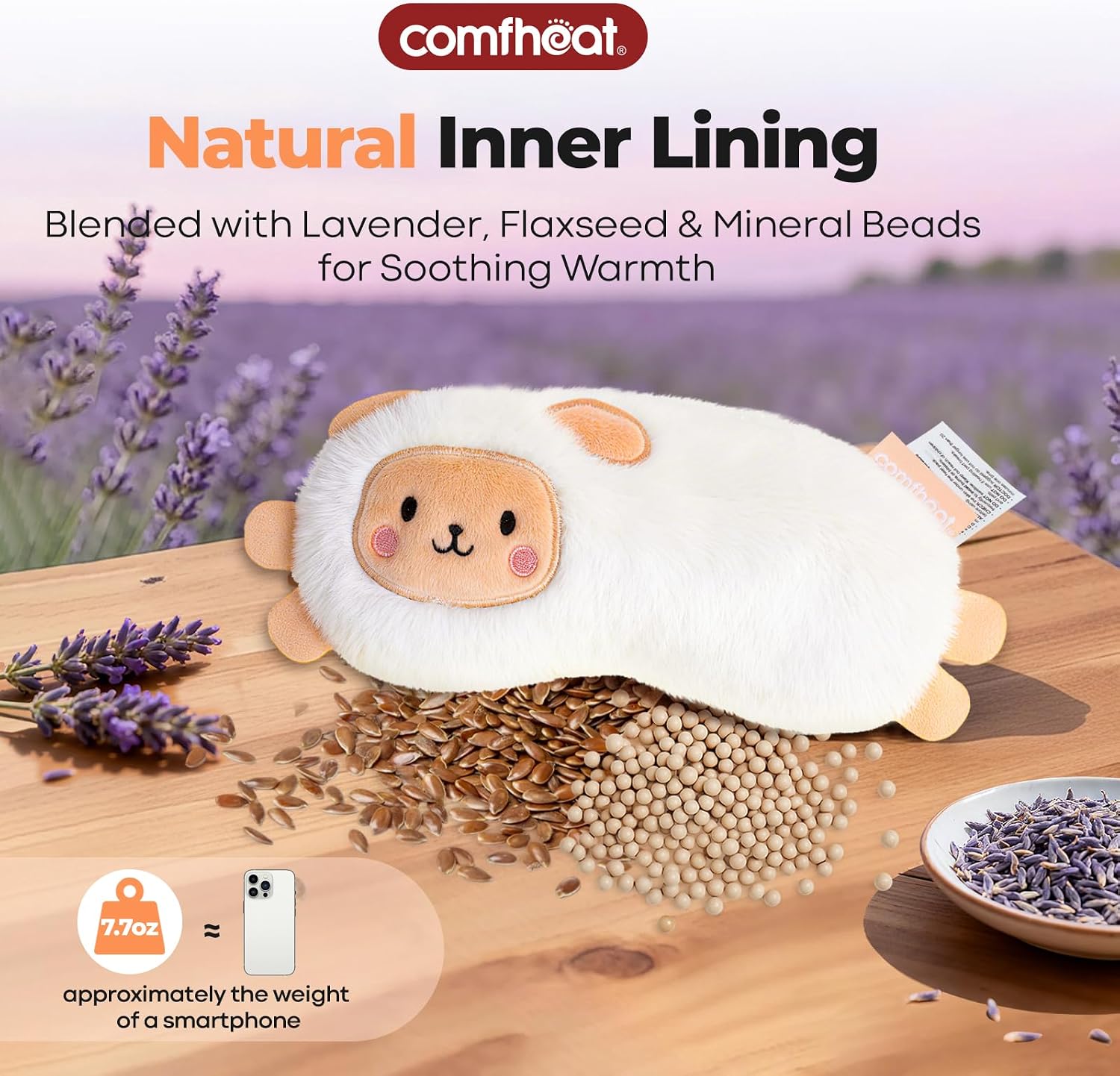 Lavender Weighted Eye Pillow for Yoga Relaxation | Microwavable Moist Heat Eye Compress Mask Pillow with Washable Cover for Meditation, Yoga, Spa, Sleeping, Migraine Relief - Image 3