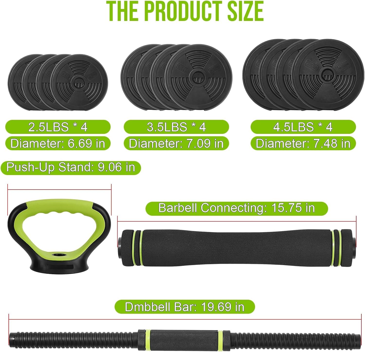 Adjustable Dumbbell Set, 44Lbs 4-in-1 Free Weight Set with Connector, Converts to Barbell, Kettlebell & Push-Up Stand, Home Gym Fitness Equipment for Men/Women, Compact Dumbbell Stand Hand Weights - Image 2