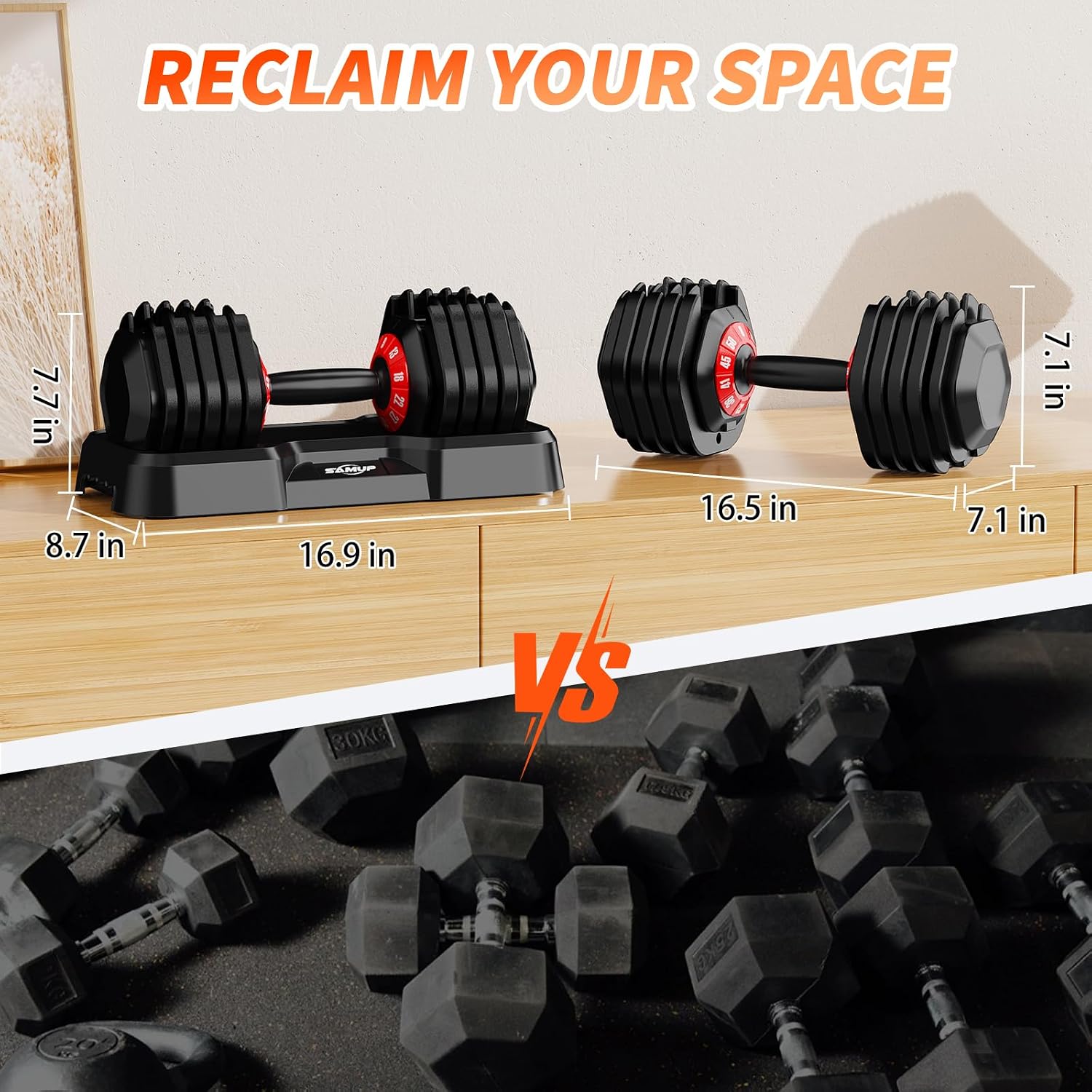 Adjustable Dumbbell Set of 2, 50LBS/100LBS Weights Dumbbell Set with Storage Box, 25lbs/50lbs Pair Adjustable Weights with Anti-slip Silicone Grip, 5-in-1/10-in-1 Quick-Lock Hand Weight Set For Home Gym Suit both Men and Women - Image 4
