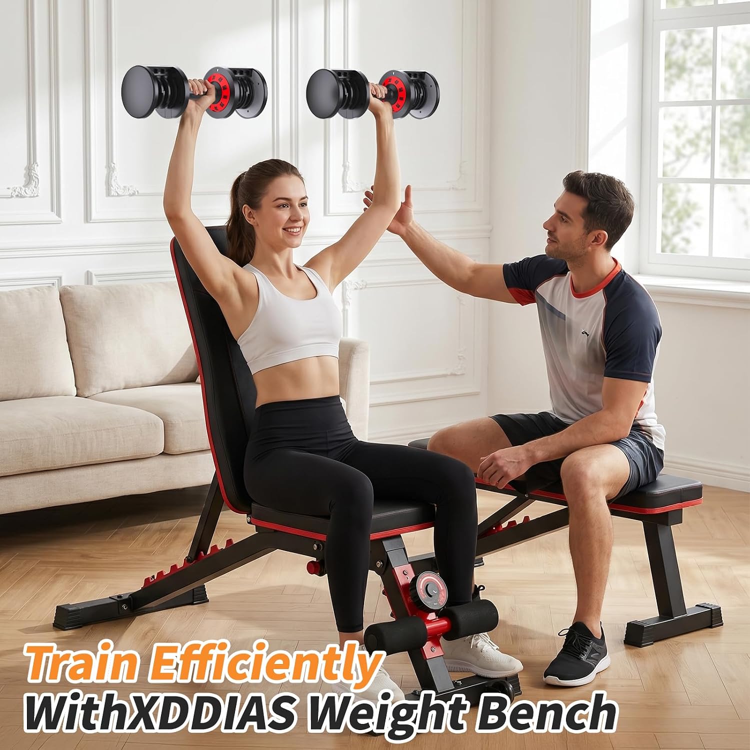 Adjustable Dumbbell Set of 2, 50LBS/100LBS Weights Dumbbell Set with Storage Box, 25lbs/50lbs Pair Adjustable Weights with Anti-slip Silicone Grip, 5-in-1/10-in-1 Quick-Lock Hand Weight Set For Home Gym Suit both Men and Women - Image 7