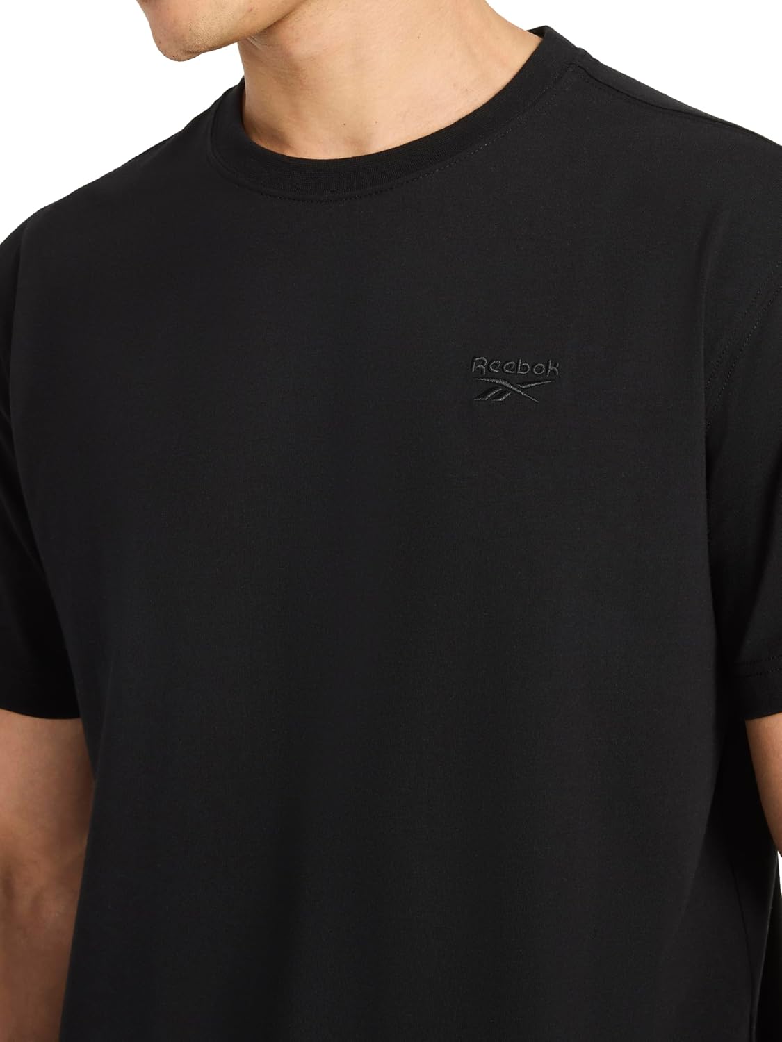 Reebok Men's Short Sleeve Crewneck Embroidered T-Shirt, Standard Fit, Lightweight Stretch Cotton Fabric - Image 4