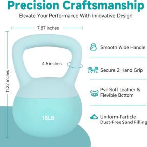 Leikefitness Soft Kettlebells,Weights for Women and Men,Home workout. | Color Coded Anti Slip Grip Kettlebell,Cushioned Impact-Resistant Base,Wide Handle Design