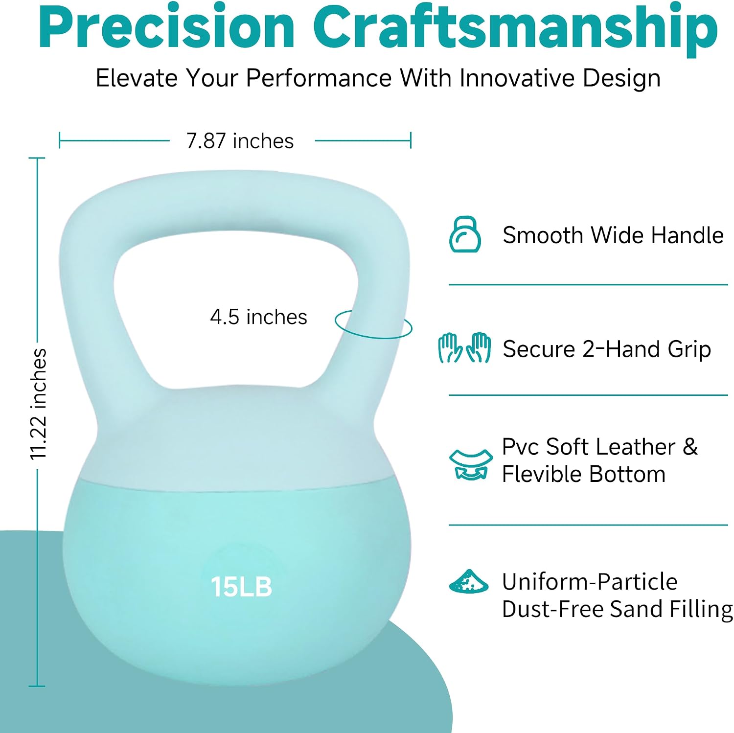 Leikefitness Soft Kettlebells,Weights for Women and Men,Home workout. | Color Coded Anti Slip Grip Kettlebell,Cushioned Impact-Resistant Base,Wide Handle Design - Image 2
