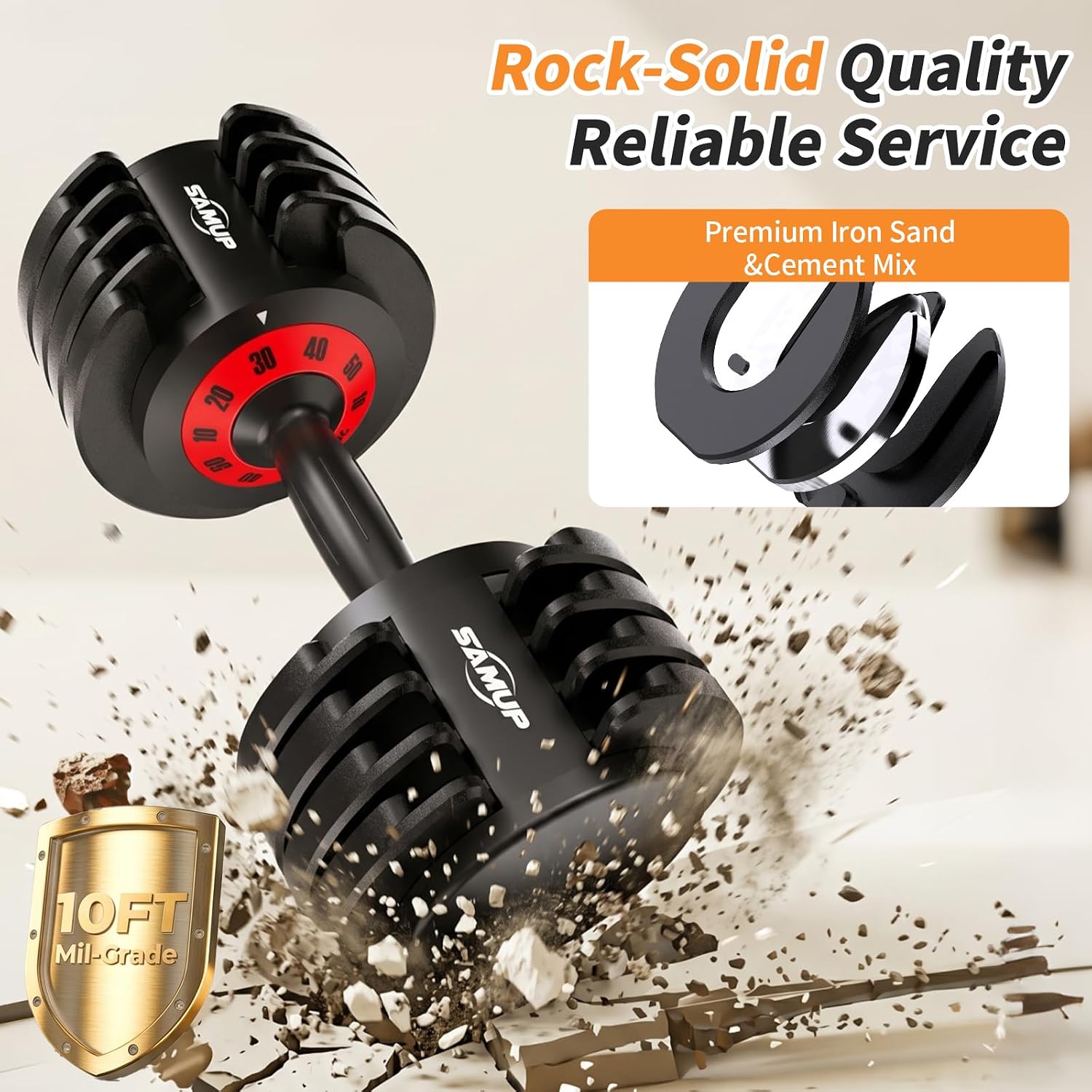 Adjustable Dumbbell Set of 2, 50LBS/100LBS Weights Dumbbell Set with Storage Box, 25lbs/50lbs Pair Adjustable Weights with Anti-slip Silicone Grip, 5-in-1/10-in-1 Quick-Lock Hand Weight Set For Home Gym Suit both Men and Women - Image 5