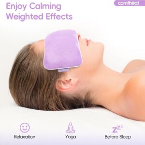Lavender Weighted Eye Pillow for Yoga, Relaxation | Microwavable Moist Heat Eye Compress Mask with Washable Cover for Meditation, Yoga, Spa, Sleeping, Migraine Relief (Purple)