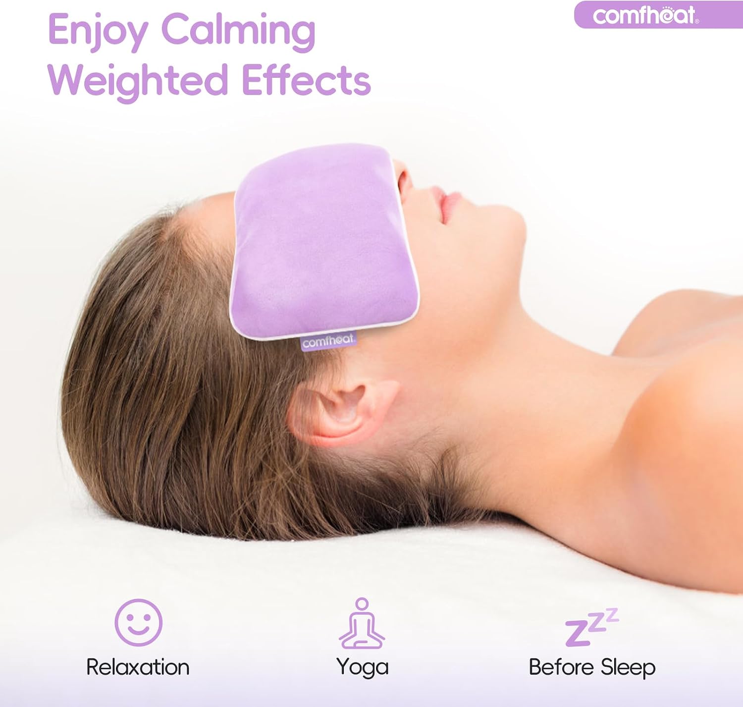 Lavender Weighted Eye Pillow for Yoga, Relaxation | Microwavable Moist Heat Eye Compress Mask with Washable Cover for Meditation, Yoga, Spa, Sleeping, Migraine Relief (Purple) - Image 2