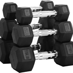 Hulkfit 60-550 lb Dumbbell Set, Rubber Coated Hex Dumbbells, Weights Dumbbells Set for Home Gym Training, Hand Weights for Women & Men