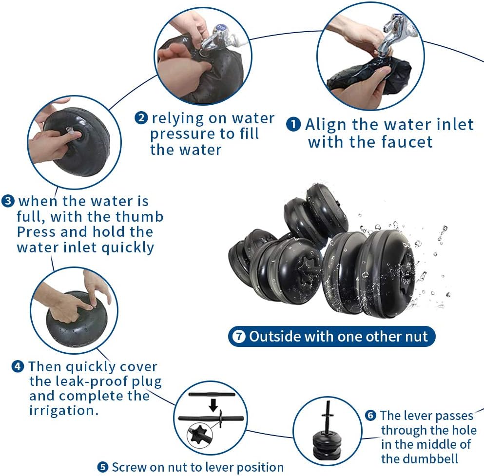 Water Filled Dumbbells Set - Water Filled Weights - Portable Travel Weights - Adjustable Dumbbells - Image 4