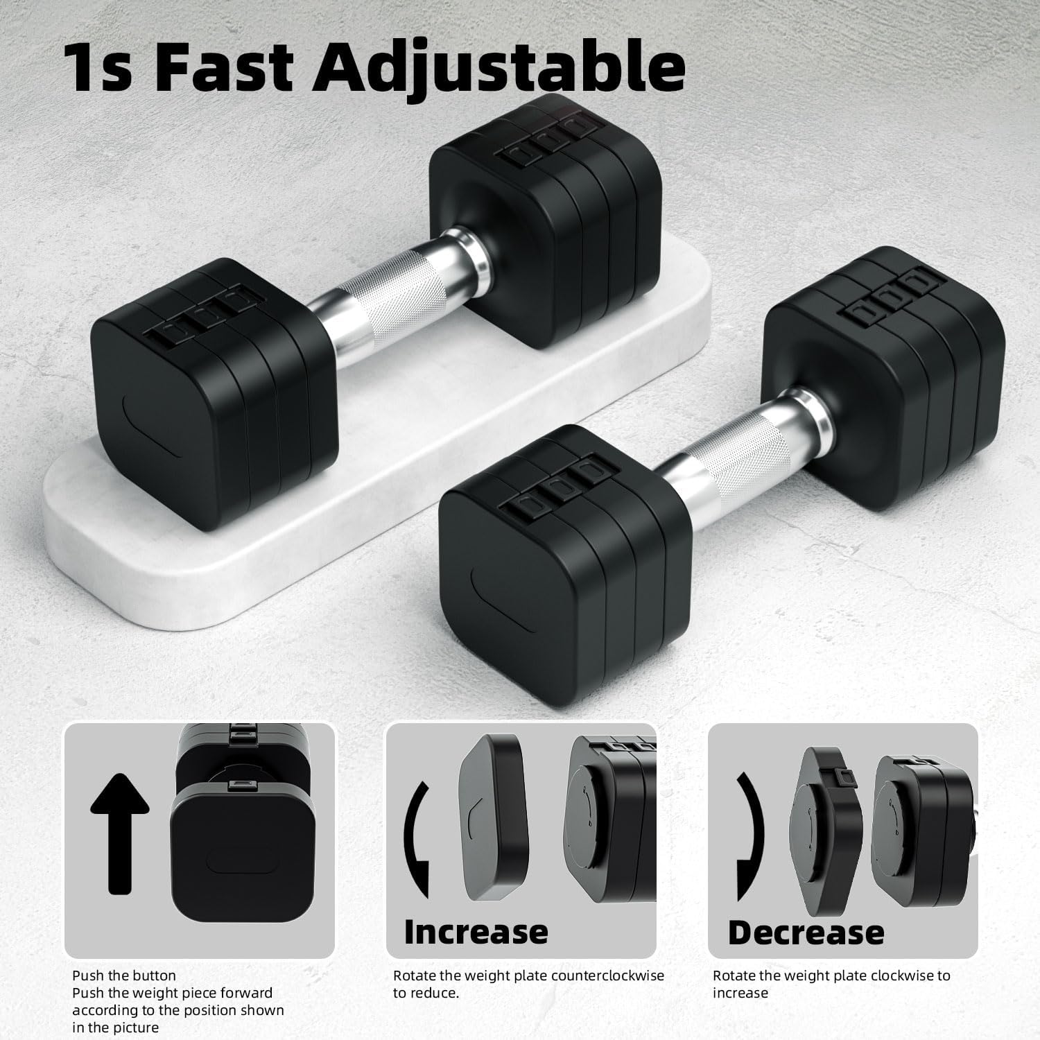 RUNWE 10lb Dumbbell Set of 2-4 in 1 Fast Adjustable Free Weight Set, Each 4lb 6lb 8lb 10lb for Women & Men Exercise Fitness for Home Gym, Also Can Be Used Push Up Bar - Image 5