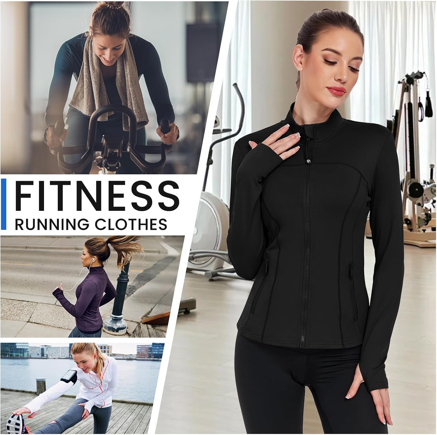 Women's Workout Jacket Zip Up Athletic Running Jacket Lightweight Yoga Gym Jacket with Thumb Holes and Pockets - Image 6