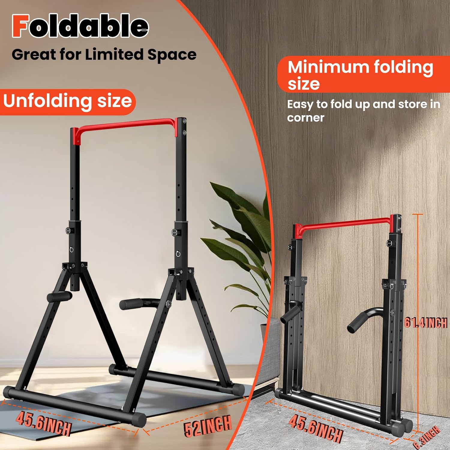 DOBESTS Power Tower Pull Up Bar Free Standing, Foldable Pull Up Station - Image 3