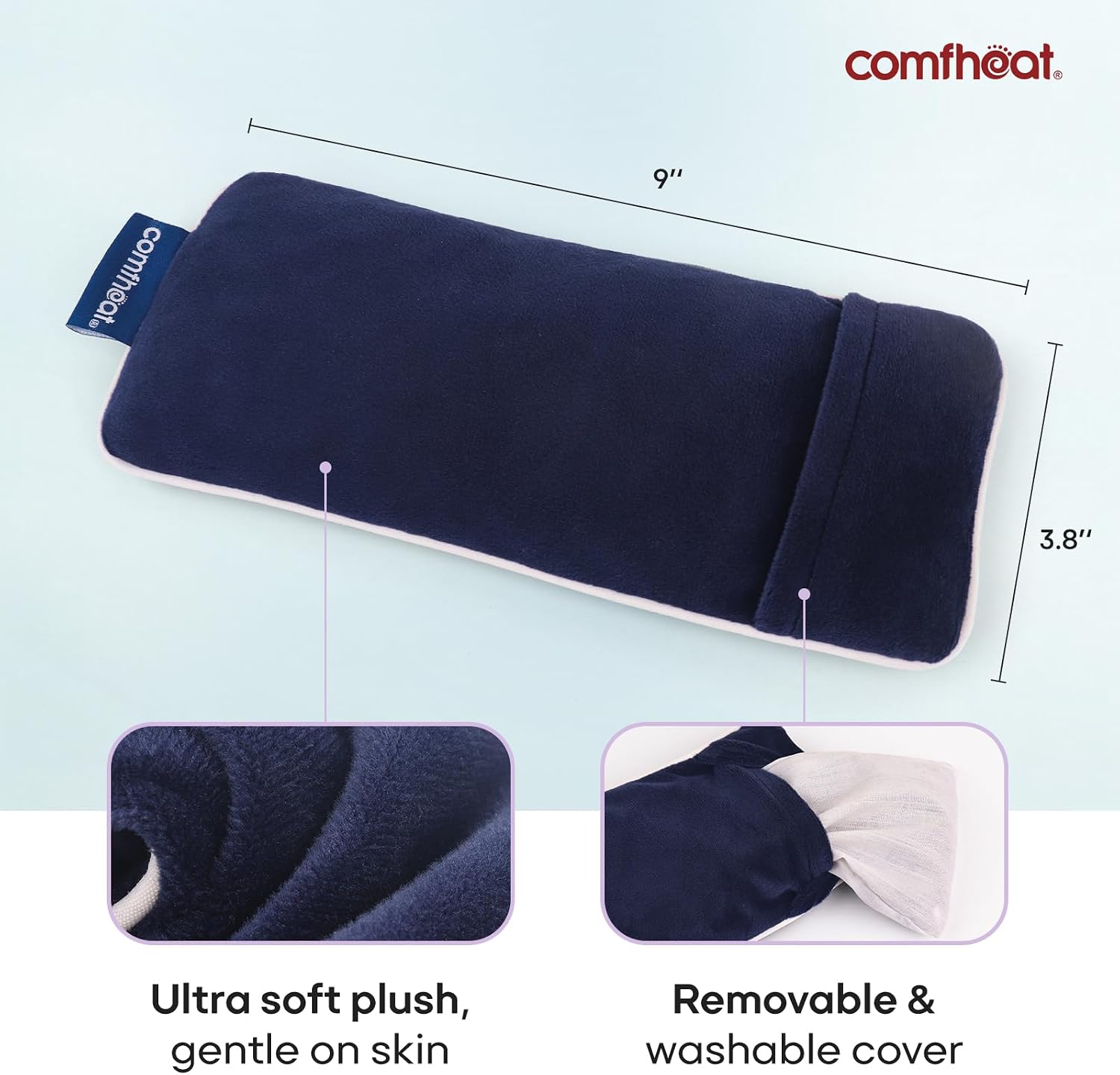 Lavender Weighted Eye Pillow - Soft Plush Removable Cover | Moist Heat & Cold Therapy, Natural Aromatherapy Eye Compress Pillow for Relaxation, Yoga, Meditation, and Sleep, Navy Blue - Image 4