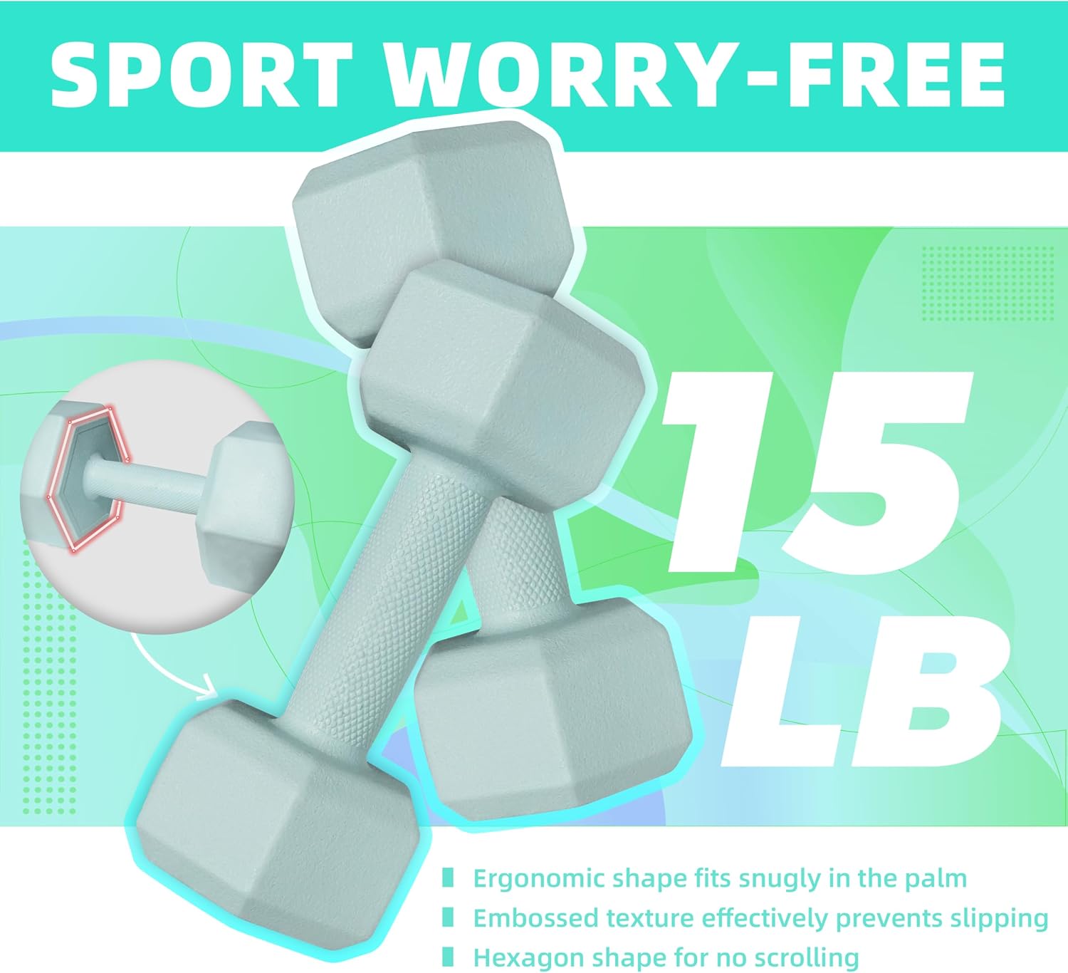 Dumbbell Hand Weight Sets 5/10/15/20/25/36lbs - 5 Colors Options - Exercise & Fitness Free Weights for Women & Men Home Gym Equipment Workouts Strength Training - Image 2