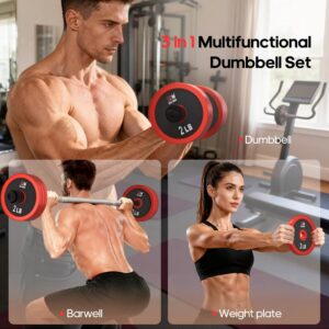 Adjustable Dumbbell Set，20/30/50/70/90lbs Free weight set with Carbon Steel,rack，Barbell Free weights set with Connector,Workout Equipment for Home Gym Suitable Men/Women
