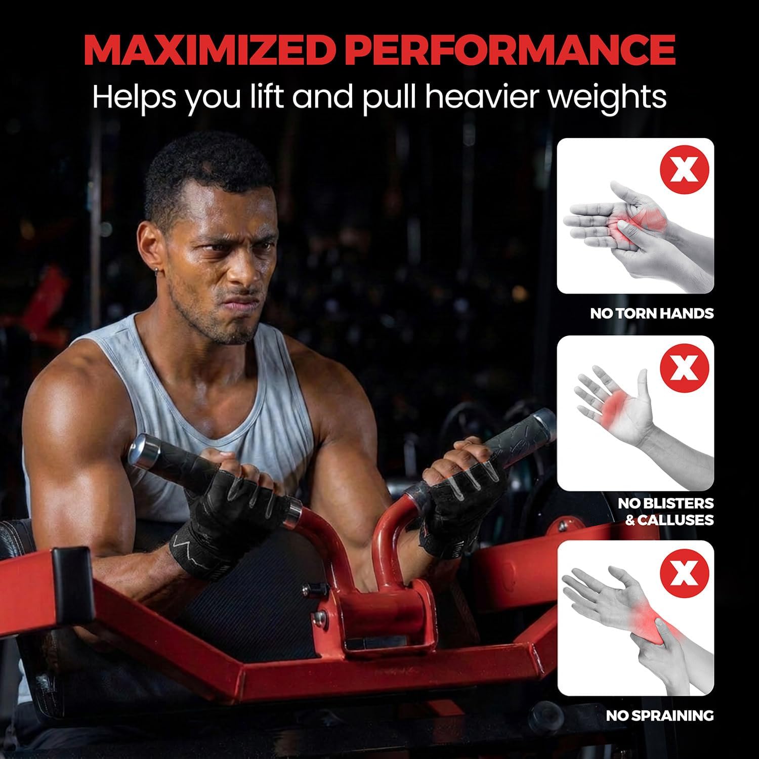 MhIL Workout Gloves for Men โ Comfortable Gym Gloves for Men with Enhanced Grip for Safety and Hand Protection โ Weight Lifting Protection with Wrist Wraps Support for Performance Boost and Style - Image 3