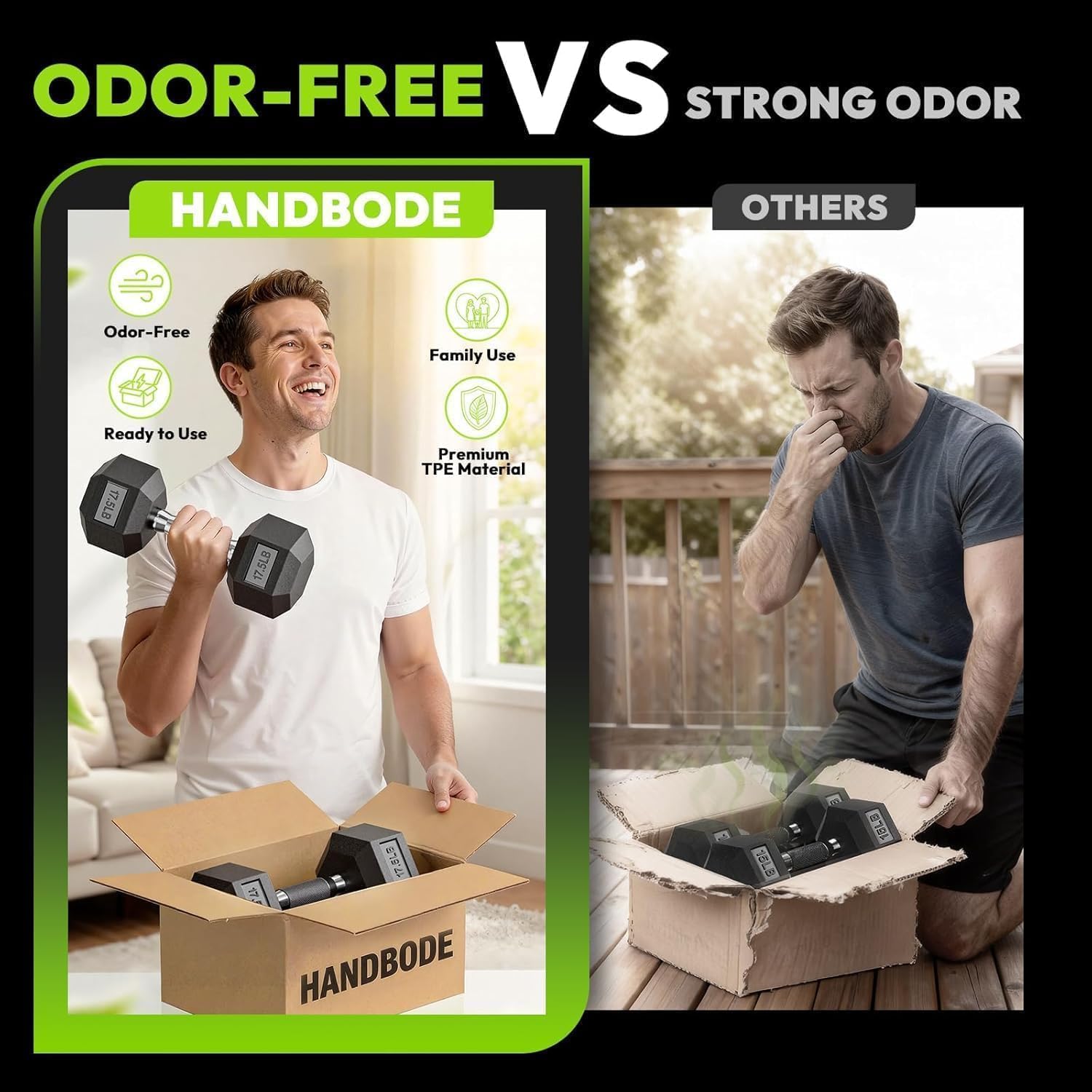HANDBODE Hex Dumbbell Set with Rack, 350-690 lb, Non-Slip Rubber Grip Handles, Rubber Coated Fixed Weights, Heavy Duty Storage Stand, Hexagon Shape, Multiple Weight Options for Home Gym Strength Training - Image 4