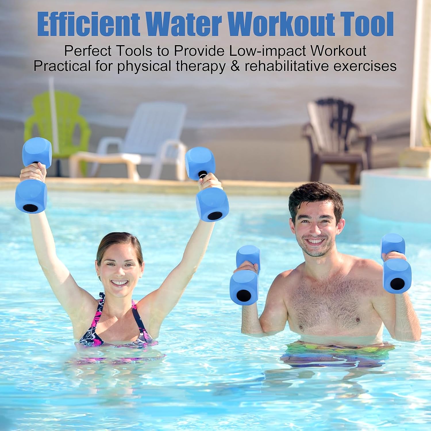Water Dumbbells, 2Pack Aquatic Exercise Dumbbells, EVA Foam Barbells for Men Women Water Workouts - Image 5