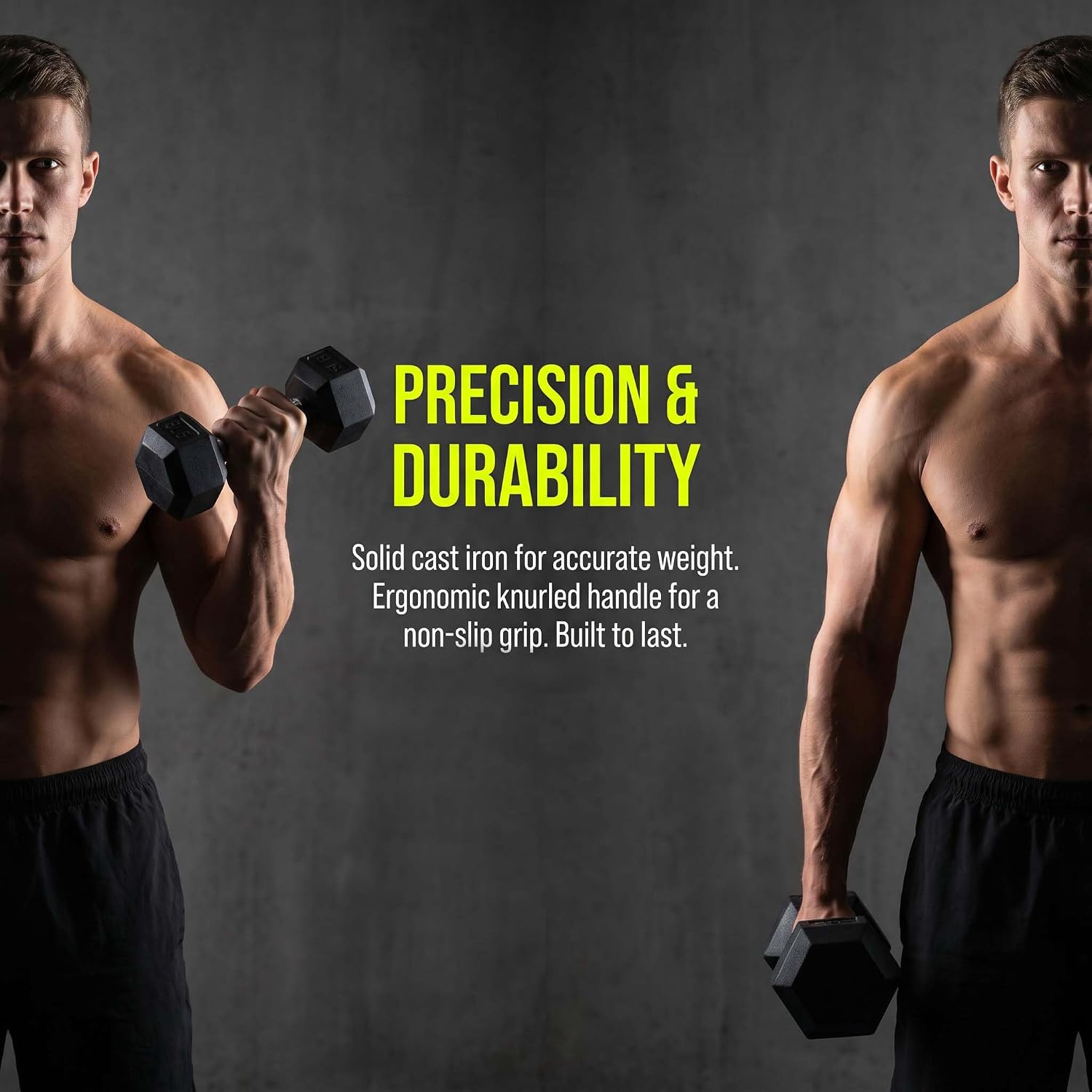 5-100 lb Rubber Hex Dumbbell Set - Image 5