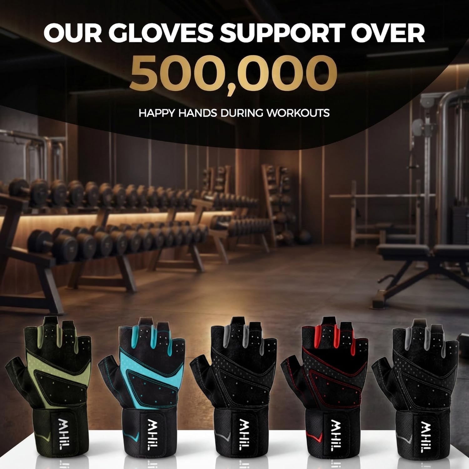 MhIL Workout Gloves for Men โ Comfortable Gym Gloves for Men with Enhanced Grip for Safety and Hand Protection โ Weight Lifting Protection with Wrist Wraps Support for Performance Boost and Style - Image 8