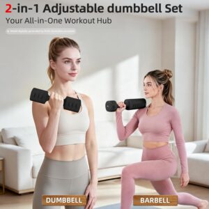 Abahub 2 in 1 Kettlebell & Dumbbell Set for Home Gym, Adjustable Weights Dumbbell Set with Kettlebell Grip Converter, Full Body Workout Kettlebell Set of 2 for Men Women
