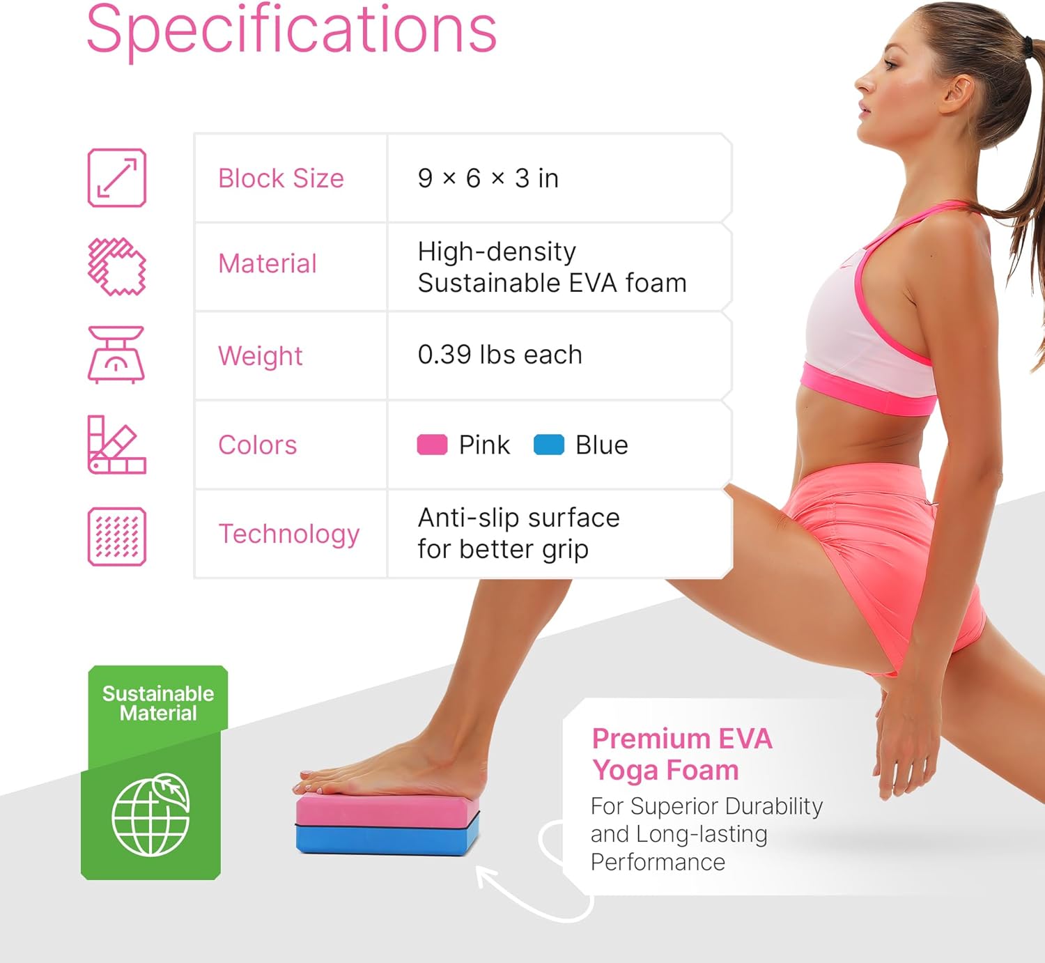 TTolbi Yoga Starter Kit - Yoga Blocks 2 Pack, Strap & 2 Knee Pad Cushions | Non-Slip EVA Foam Equipment for Stretching, Flexibility & Joint Comfort | Home Pilates Set for Beginners, Women & Men - Image 7